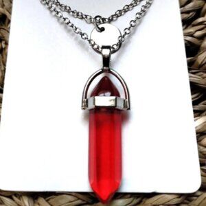 Collar acero doble rojo colgante gargantilla stainless steel